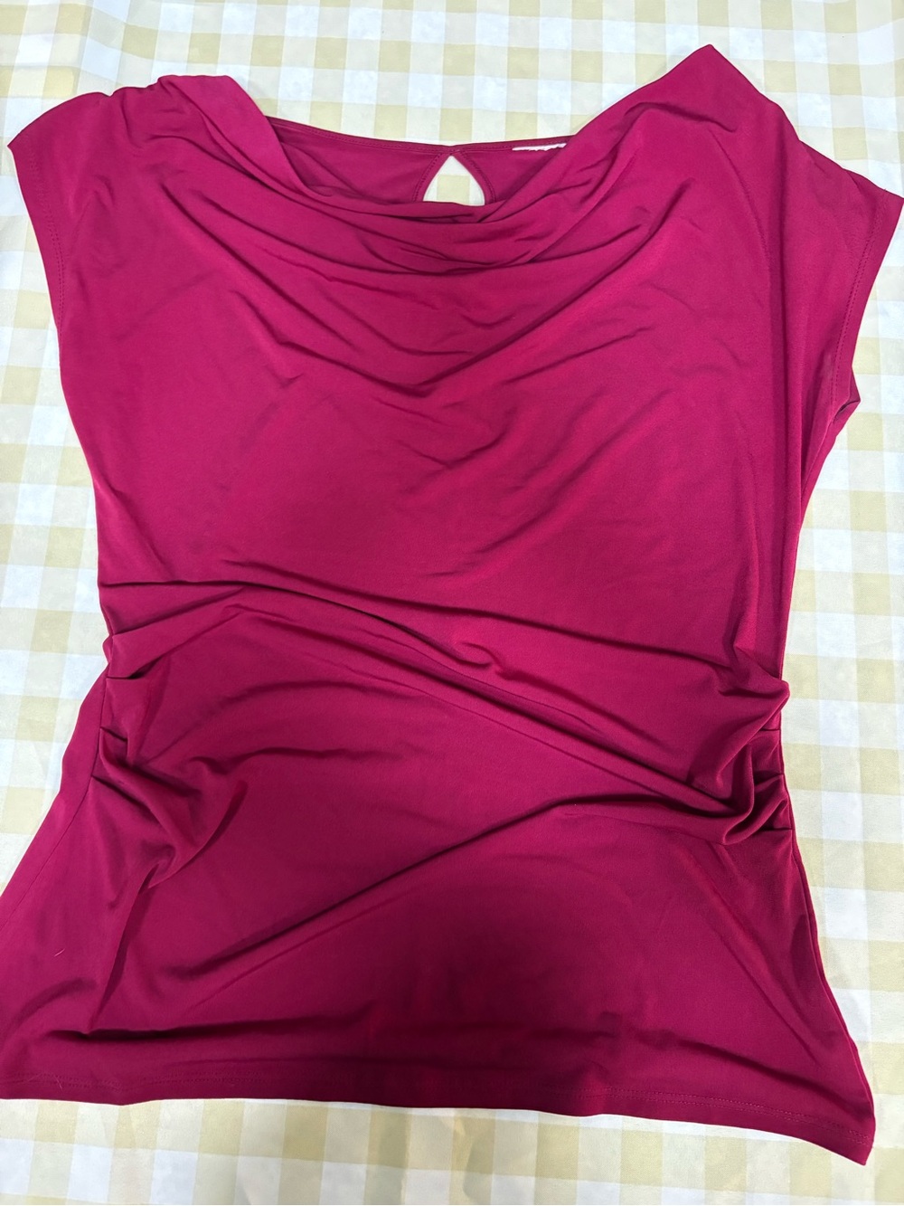 Women’s Draped Neck Cap-Sleeve Top - Berry